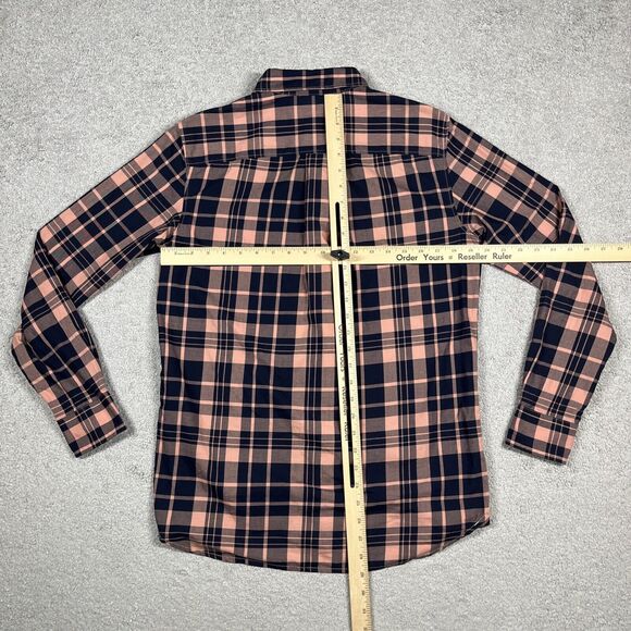 North Face Shirt Mens Small Plaid Button Up Pocket Outdoors Pink Navy Blue - Picture 8 of 12